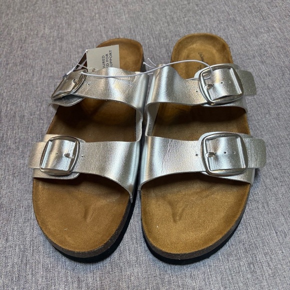 Women's Devin Two Band Footbed Sandals - Universal Thread, Silver - Picture 2 of 6